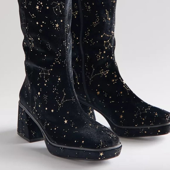NWT UO Velvet Constellation Bella Celestial Stars Tall Boots - Picture 2 of 3